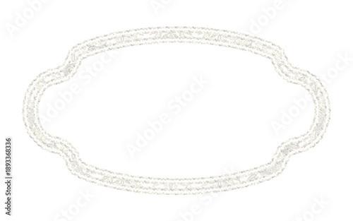 Beautiful floral lace frame shape, off white color, isolated with transparent background.
