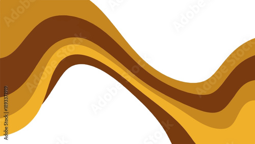 Abstract brown and yellow wavy stripes on a white background