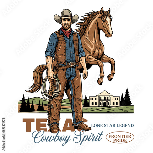 Lone star legend Texas cowboy spirit with jumping horse