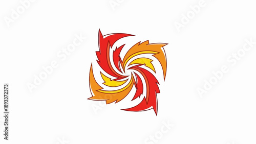 Abstract fiery vortex design in red, orange, and yellow hues