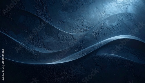 Abstract Glossy Waves on Dark Blue Texture