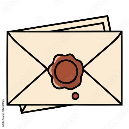 Vintage style illustration of two closed envelopes sealed with a classic wax impression, symbolizing traditional communication, important messages, or official correspondence