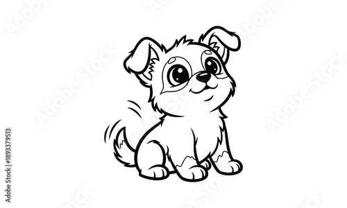 Cute puppy dog sitting and wagging tail with happy expression