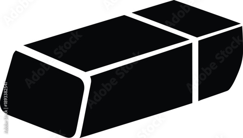 An isolated 3d illustration of an open black and white cardboard box with a square lid, appearing as a blank empty gift container or business packaging cube on a white background