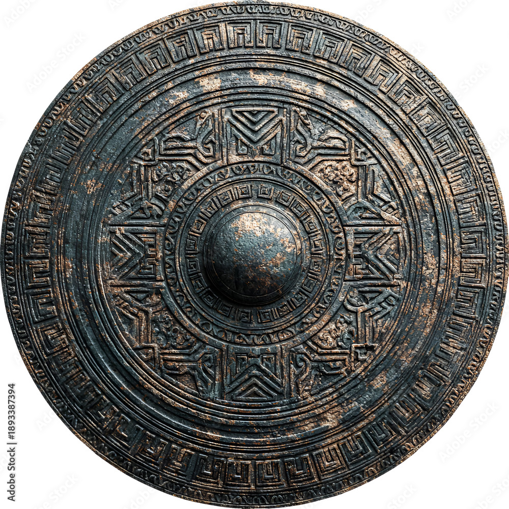 Fototapeta premium ancient bronze plate isolated on transparent background 