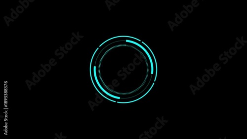 Mint colored futuristic HUD loading circle interface 4k 30fps motion graphic animation