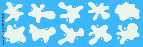 Decorative frame built from splash milk and water strokes, fluid puddle paint shape, splash dynamics with silky milk tones and soft water puddle mood.