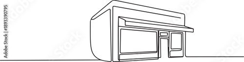 Store building in continuous one line drawing. one line Art icon drawing