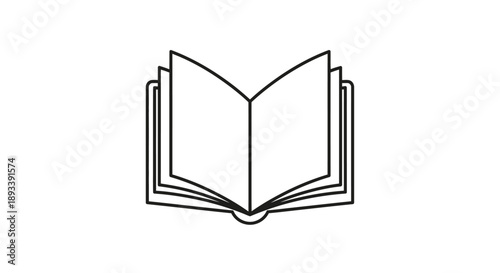 Open Book Icon Outline Vector Illustration
