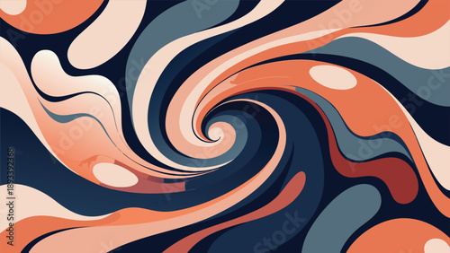 Abstract Liquid Swirl Background with Organic Fluid Waves in Salmon Pink, Peach, and Charcoal Black.eps