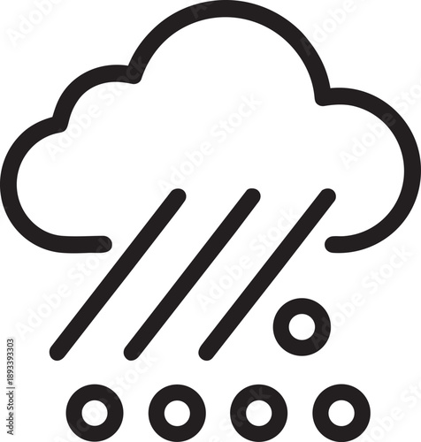 Heavy hail storm weather line icon vector illustration