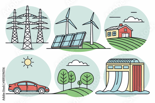 Renewable energy sources: solar, wind, hydro, and electricity vehicles