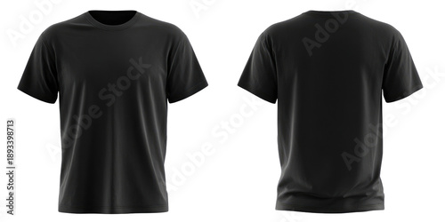 Front and back view of a plain black t-shirt (8)