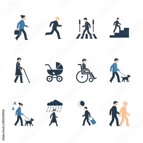 People Walking Various Activities Daily Life.