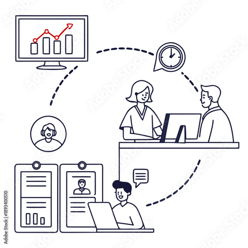 Remote Collaboration Analytics Illustration  Minim (2) SVG Vector Illustration