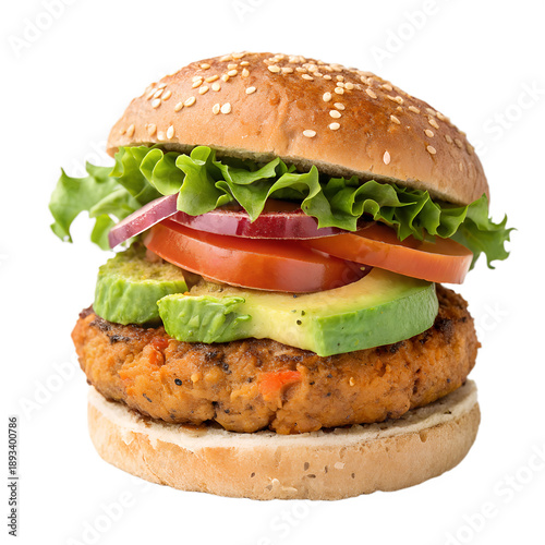 Veggie burger isolated on transparent background