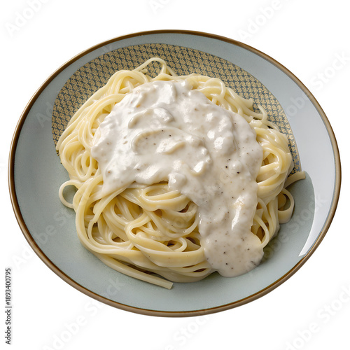 White sauce pasta isolated on transparent background