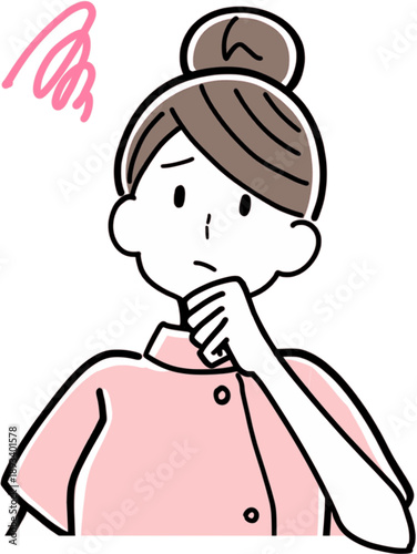 考え込む女性看護師のイラスト