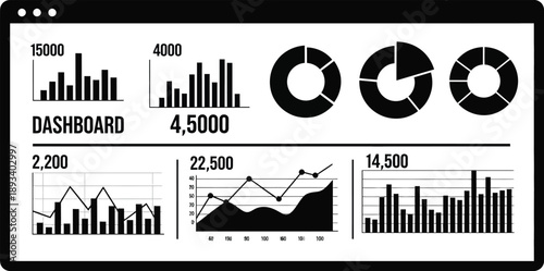 Digital Dashboard Display Showcasing Business Analytics and Data Metrics