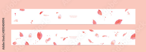 水彩画。水彩タッチの桜ポストカードテンプレート。桜のベクターイラスト。Watercolor painting. Watercolor cherry blossom postcard template. Cherry blossom vector illustration.