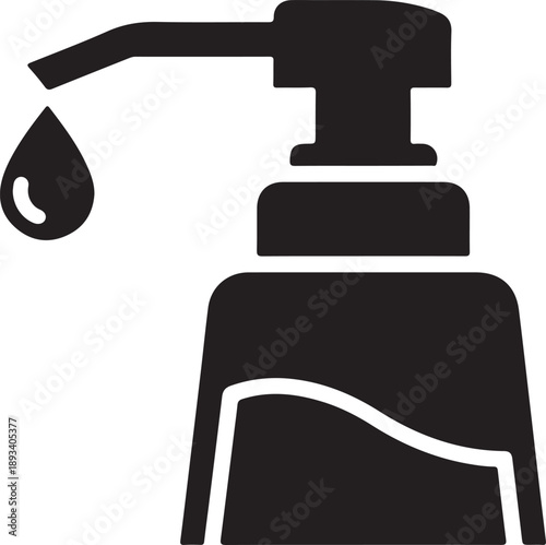 Hand sanitizer pump bottle dispensing a drop of liquid