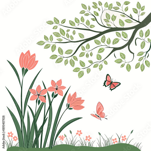 Spring Outdoor Nature Illustration  White Backgrou SVG Vector Design