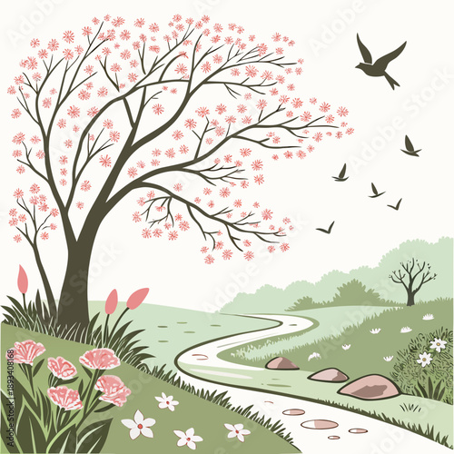 Spring Nature Daily Life Illustration  White Backg (3) SVG Vector Design