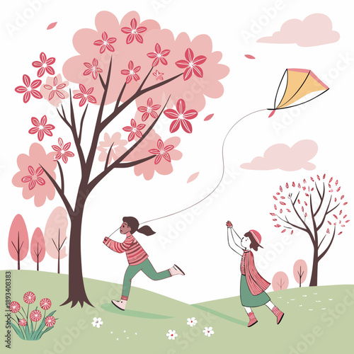 Spring Outdoor Movement Illustration  White Backgr (1) SVG Vector Design