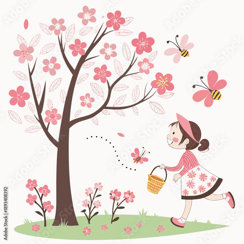 Spring Nature Daily Life Illustration  White Backg (1) SVG Vector Design