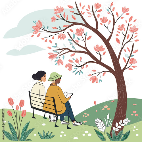 Spring Outdoor Conversation Illustration  White Ba (9) SVG Vector Design