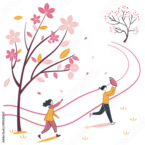 Spring People Abstract Shapes Illustration  White  (2) SVG Vector Design