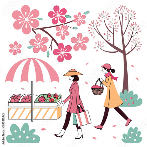 Spring Retail Experience Illustration  White Backg SVG Vector Design