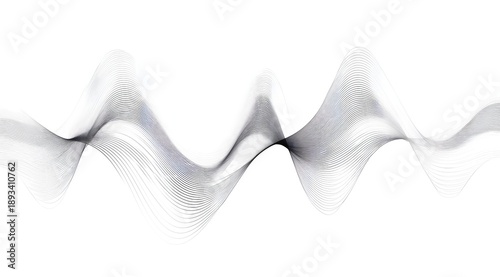 Dynamic abstract wavy lines creating a sound wave or equalizer effect subtle dark and light patterns on white background rhythmic energy and motion concept digital art