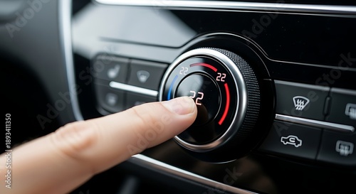 hand pressing car climate control button