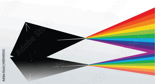 Prism refracting light into colorful rainbow spectrum