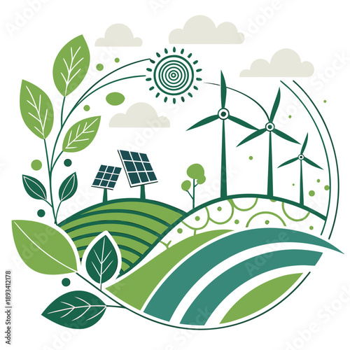 Sustainable Future Abstract Illustration (2) SVG Vector Design