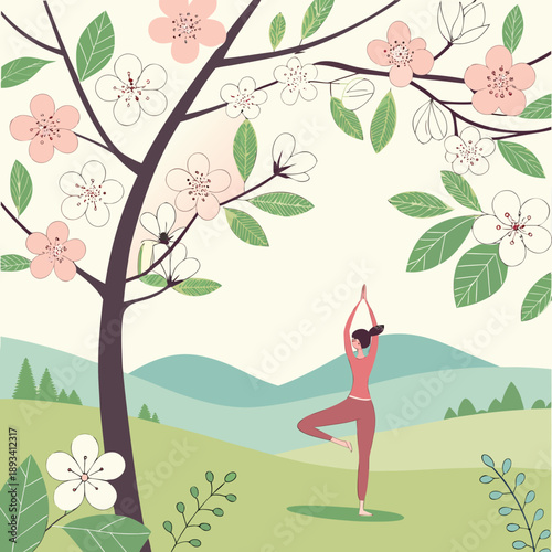 Spring Wellness Balance Illustration SVG Vector Design