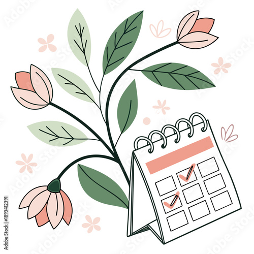 Spring Productivity App Illustration  White Backgr SVG Vector Design