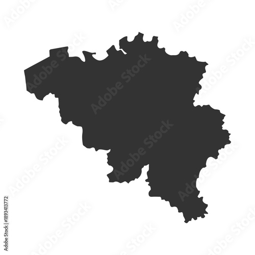 Belgium Map in Gray on White Background, Simple Minimalist Design