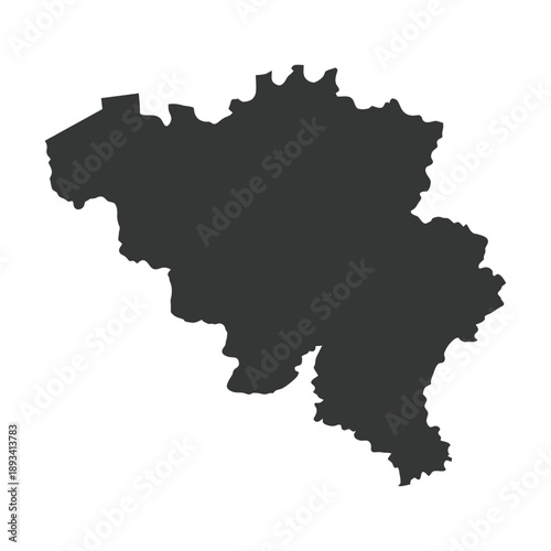 Belgium Map in Gray on White Background, Simple Minimalist Design
