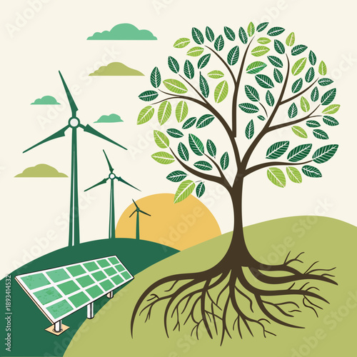 Sustainability Green Energy Concept Illustration (3) SVG Vector Design
