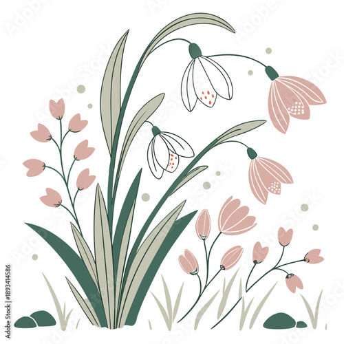 Spring Organic Shapes Illustration  Flat Vector  W (4) SVG Vector Design