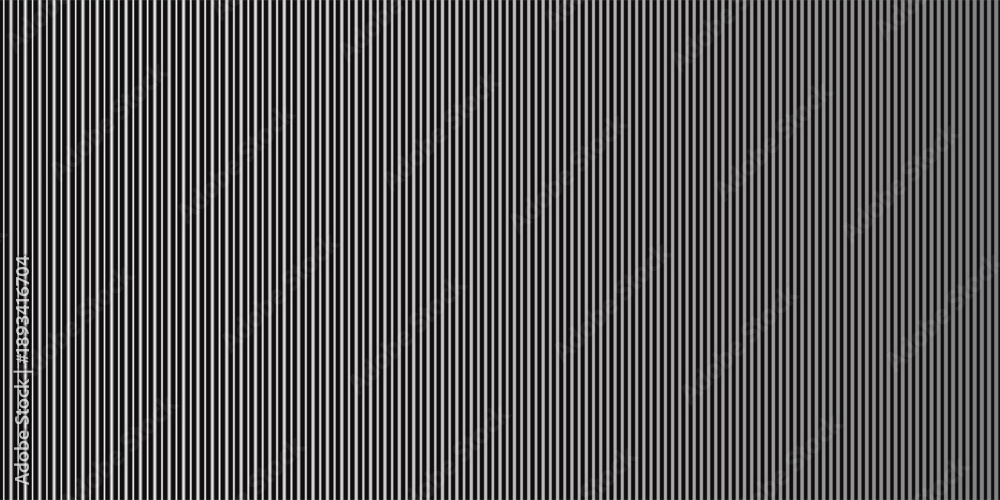 Fototapeta premium Narrow black-white vertical lines. Symmetric geometric ornament. Striped seamless pattern, abstract wallpaper. Digital paper for textile print, page fill. Vector