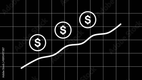 Inflation price increase rising prices cost escalation concept minimal motion graphics video with alpha channel (transparent background)