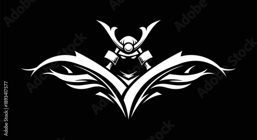 Samurai helmet emblem on black