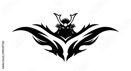 Samurai warrior helmet silhouette design