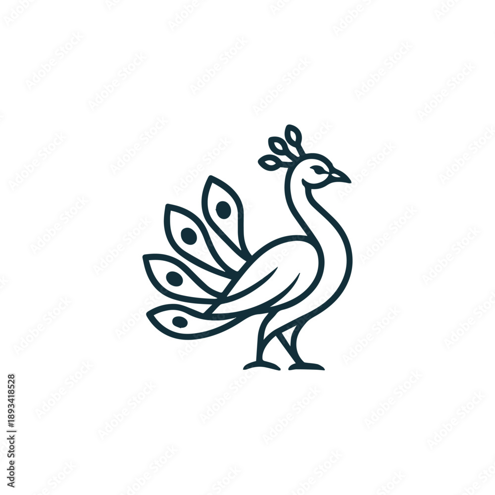 Obraz premium Line Art Peacock Logo