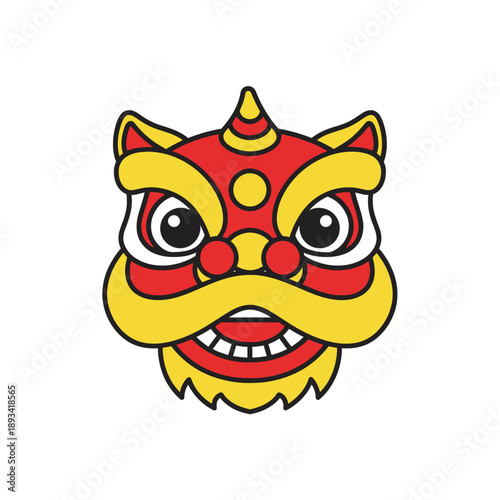 Cartoon Lion Dance Head Illustration, Traditional Chinese Festival Element