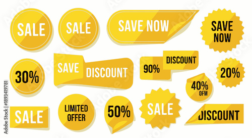 Assorted Sale and Discount Labels Collection.
