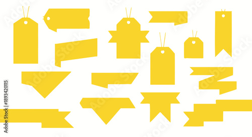 Fotografía Collection of Yellow Price Tags and Labels.